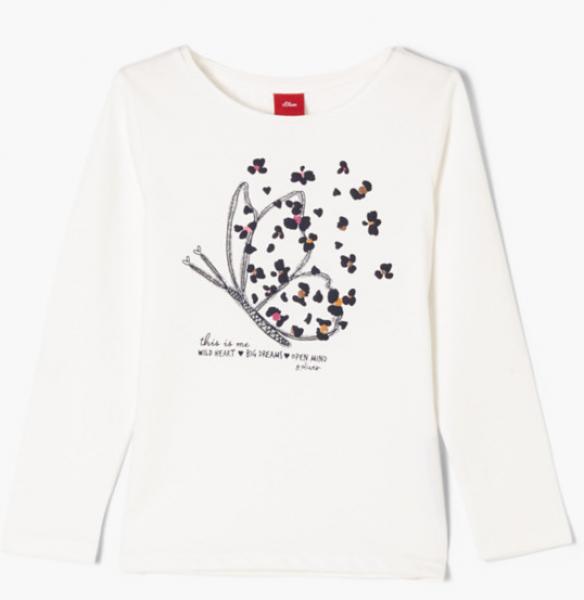 S.Oliver - Langarmshirt Schmetterling cremeweiß
